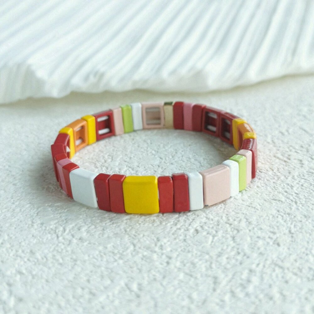 NEW Roxanne Assoulin Rainbow Brite Enamel Stretch Bracelet Gold